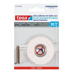 TESA - Cinta Doble Contacto Paredes Pintadas 1.5 m x 19 mm