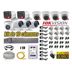 HIKVISION - Kit 10 Cámaras Seguridad Full Hd 6 Camara Audio Incorporado Lite