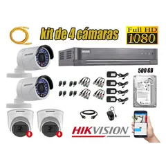 HIKVISION - Kit 4 Cámaras Seguridad Full HD 02 Cámaras Audio Incorporado Lite