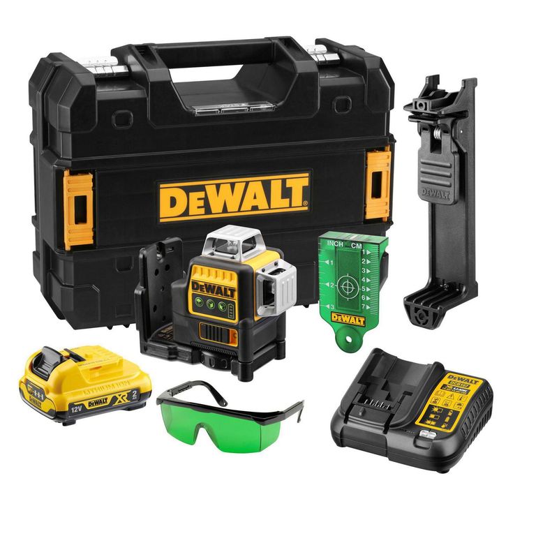Nivel Laser Dewalt  3 Lineas 360° Verde 12V DCE089D1G