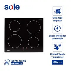 SOLE - Encimera Empotrable De Inducción 4 Hornillas 3120SOLCO072 Negro