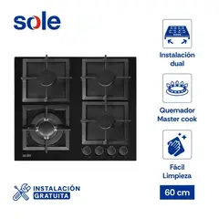 SOLE - Cocina empotrable Gas 3120SOLCO070 X4 Quemadores