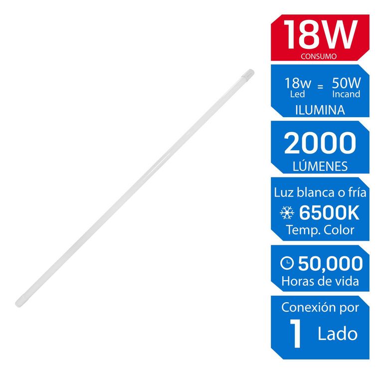 Tubo Fluorescente LED 18W Luz Ultra Blanca