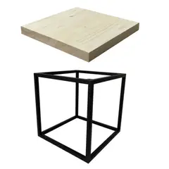 undefined - Tablero Pino FJ 40x400x400mm + Pata Base en forma de Cubo 40x40x20 cm