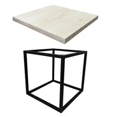 undefined - Tablero Pino FJ 40x600x600mm + Pata Base en forma de Cubo 60x60x42 cm