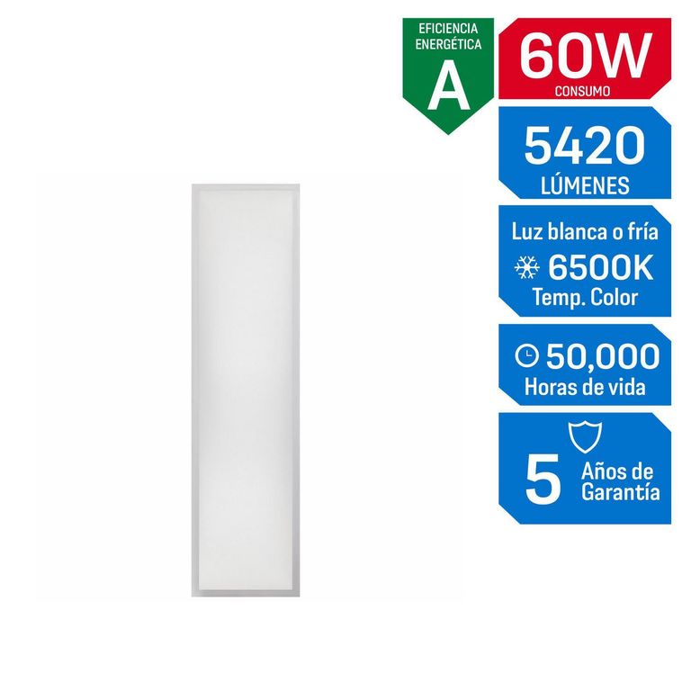 Panel LED Empotrable 60W 120x30cm