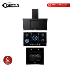 KLIMATIC - Tricombo Encimera Aosta 90 + Campana Decorativa Kamba + Horno a Gas Bonn