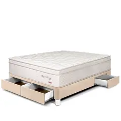 PARAISO - Cama Royal Prince Firme Con Cajones 2plz Champagne + 2 Almohadas