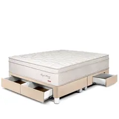 PARAISO - Cama c/ Cajones Royal Prince Queen Champagne + 2 Almohada + Protector