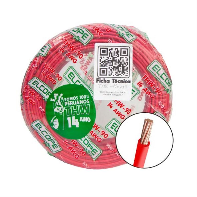 Cable THW 14 AWG Rojo 50 Metros