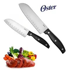 OSTER - Juego Cuchillos 2 Piezas Acero Inoxidable Santoku Granger