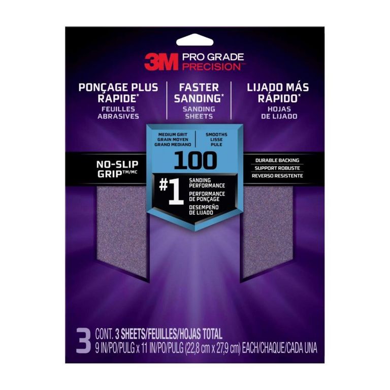 Lija Pro Grade Precisión Grano 100 Lijado Medio Pack x3