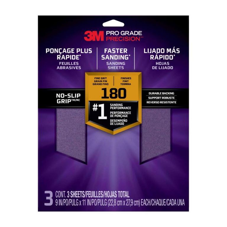 Lija Pro Grade Precisión Grano 180 Lijado Medio Pack x3