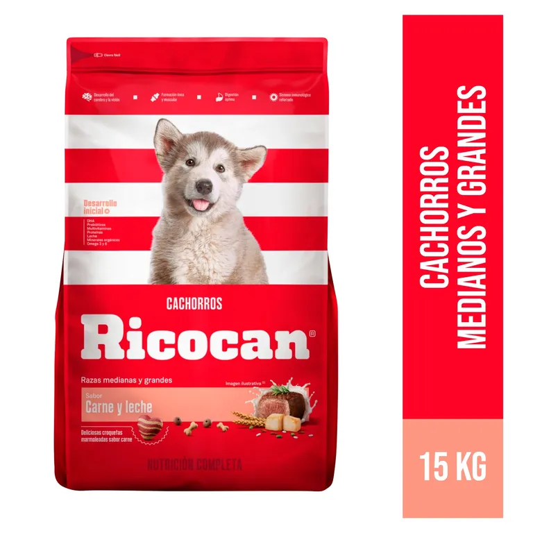 Alimento Seco para Perro Cachorro Sabor Carne y Leche 15 kg