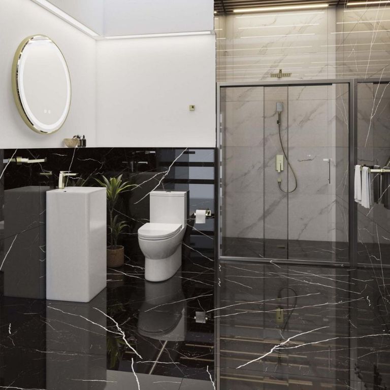 Porcelanato Negro 60x60cm 1.44m2 Marmolado Brillante Marquina