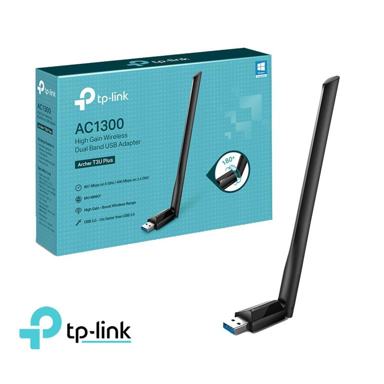 Adaptador TP-Link Usb Inalámbrico 2 Bandas Archer T3U Plus Ac1300