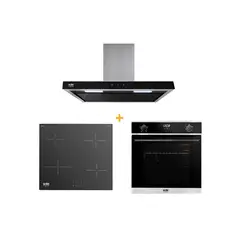 SOLE - Combo Encimera de Inducción 60cm SOLCO050 + Campana Decorativa 90cm TURE90CO + Horno a Gas 70 Lt SOLHO018