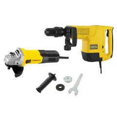 STANLEY - Martillo Demoledor Eléctrico SDS Max 1600W STHM10K-B2 + Amoladora Angular Electrica 4-1/2" 900W STGS9115