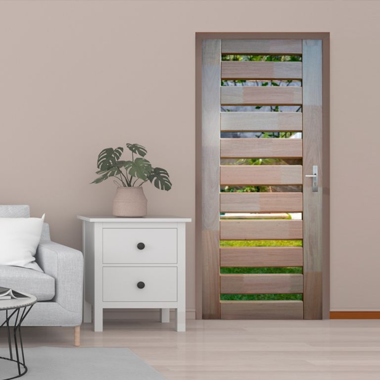 Combo Puerta Principal Madera Nativa Vidriada Alicante (Marco + Bisagras)