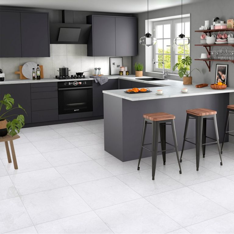 Cerámica Plata Marmolado 45x45cm 2.23m2 Arianna