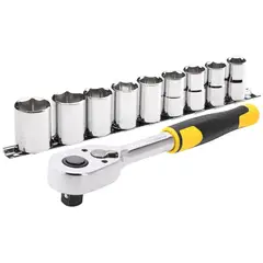 STANLEY - Ratchet de 72 dientes y juego de dados
