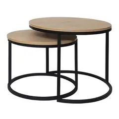 ZIYAZ - Set 2 Mesas de Centro Aster Negro/Rovere