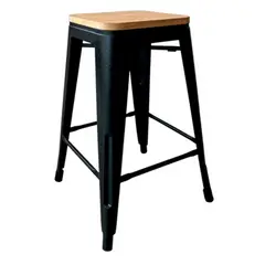ZIYAZ - Banco Bar Vintage Wood Negro/Natural