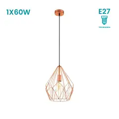 EGLO - Lámpara Colgante Carlton 1L E27 Negro