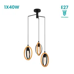 EGLO - Lámpara Colgante Basildon E3L E27 Negro