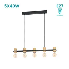 EGLO - Lámpara Colgante Chieveley 5L E27