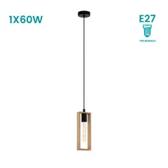 EGLO - Lámpara Colgante Littleton 1L E27 nNgro