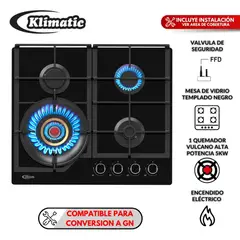 KLIMATIC - Cocina empotrable Gas Vulcano 4 X4 Quemadores