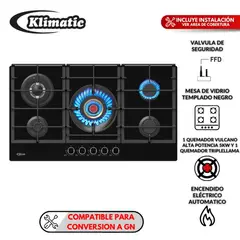 KLIMATIC - Cocina empotrable Gas Vulcano 5 X5 Quemadores