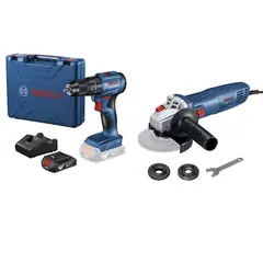 BOSCH - Taladro inalámbrico  Bosch  18V GSB 185-LI + Amoladora GWS 700-710W + 1 batería