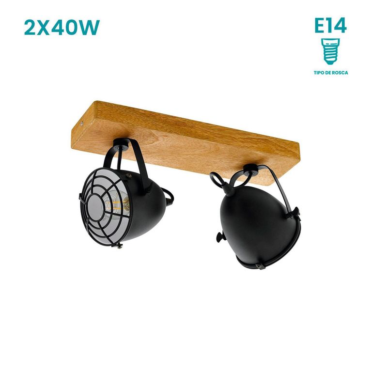 Lámpara de Pared Gatebeck 2L E14 Negro