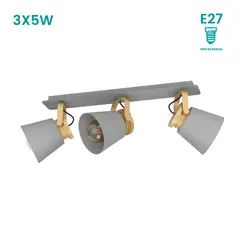 EGLO - Lámpara de Pared Twicken 3L E27 Gris/Plata