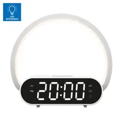 undefined - L??mpara de Mesa LED con Reloj Despertador Vulcano Carga R??pida Inal??mbrica