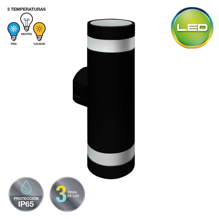 Braquete de Pared Exterior EDO 18W 3 TONOS NEGRO