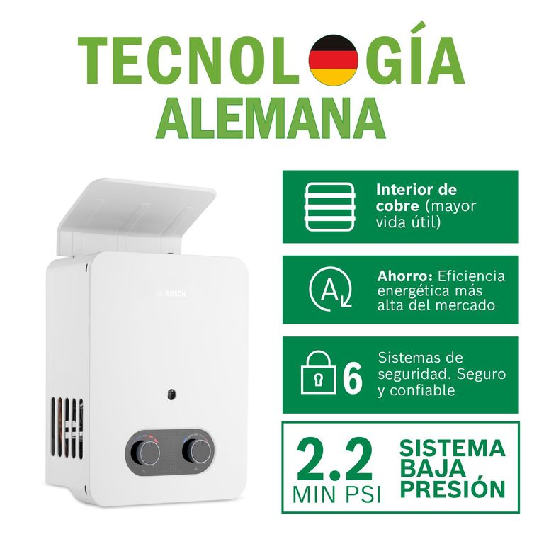 Terma a Gas GLP Vital Baja Presión 5.5 LT + Kit de instalación
