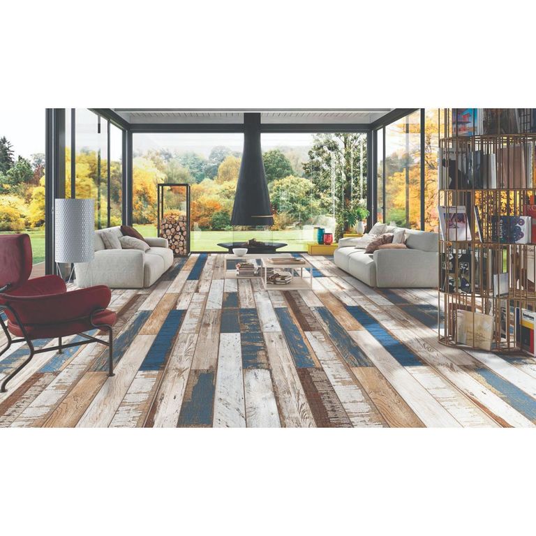 Porcelanato Azul Maderado 20x120cm 1.44m2 Forest