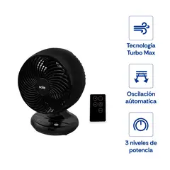 SOLE - Ventilador De Mesa Plástico 3 Velocidades 30W Turbomax Negro