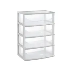 POLINPLAST - Cómoda Happy Plastica 4 Cajones Blanco Transparente