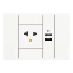 BTICINO - Toma universal 2P + T 16A-250V + 2 USB tipo A + C Living Now Blanco