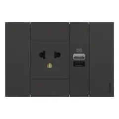 GENERICO - Toma universal 2P +T 16A-250V + 2 USB tipo A + C Living Now Negro