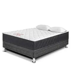 PARAISO - Cama Paraíso Majestic Gris 2 Plazas + 2 Almohadas + Protector