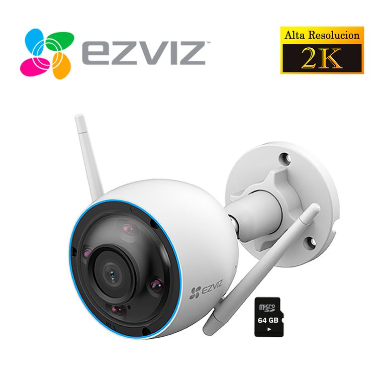 Cámara Seguridad H3 2K 3MP Wi-Fi Inalámbrica Exterior + SD 64GB