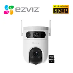 EZVIZ - Cámara de Seguridad H9C 5Mp + 5Mp Binocular Wifi Exterior 360 + Sd 64Gb