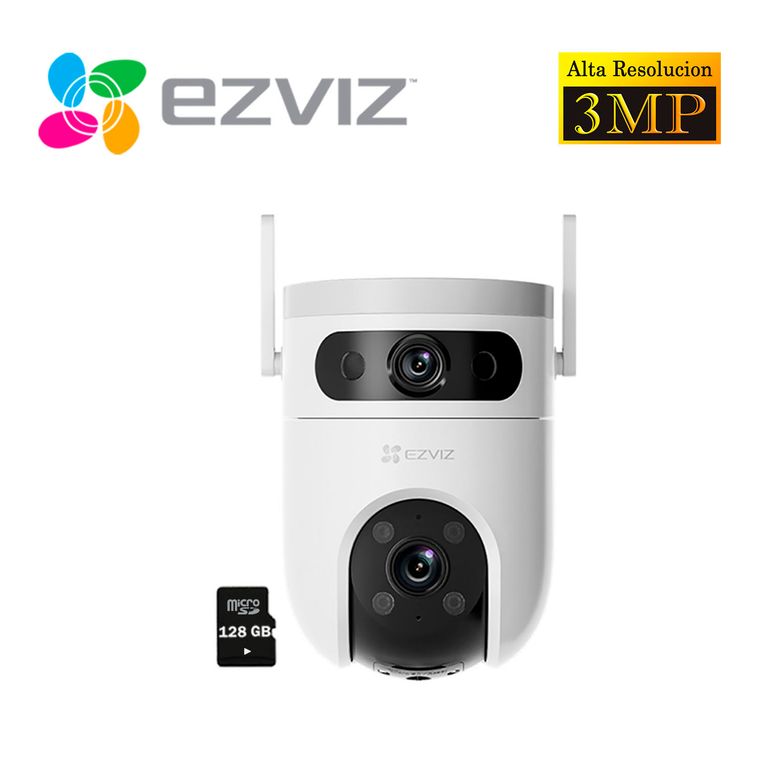 Cámara de Seguridad H9C 3Mp + 3Mp Binocular Wifi Exterior 360 + Sd 128Gb