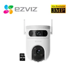 EZVIZ - Cámara de Seguridad H9C 3MP + 3MP Binocular Wi-Fi Exterior 360 + SD 256GB