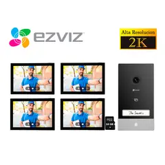 EZVIZ - Kit Videoportero Inteligente HP7 2K Exterior + 2 Monitores S 64GB